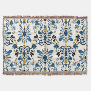 Cobertor Ikat tie-dye, tribal watercolor