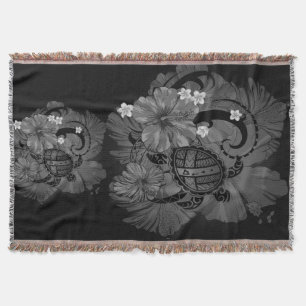 Cobertor Ilha Havaiana Mapa Grande Tartaruga Hibiscus Plume