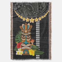 Ilha Hawaii Plumeria Lei Blanket Tiki e Kakau