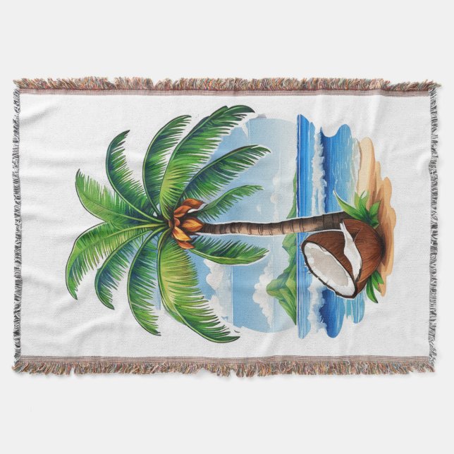 Cobertor Ilha Tropical de Árvore de Coco (Frente)