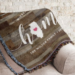 Cobertor Illinois Home State Personalizado Wood Look<br><div class="desc">Mostre algum orgulho do estado de casa com este bonito e rústico lençol de madeira moída lança cobertor com "casa" em letras de escrita branca com um mapa da silhueta do estado de Illinois em pé para a letra "O". Um dentro cor-de-rosa para ilustração cardíaca no mapa do estado completa...</div>