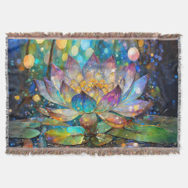 Cobertor Illuminated Blooming Lotus Flower