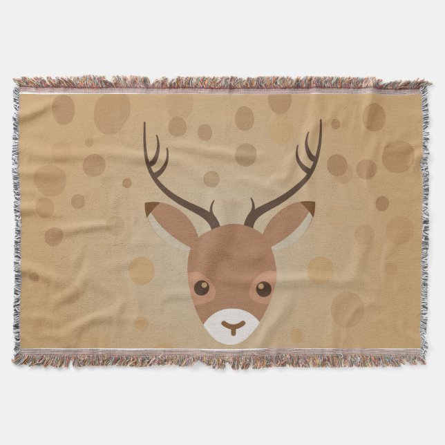 Cobertor ilustração das renas sobre fundo castanho (Frente)
