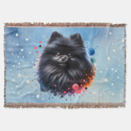 Cobertor Ilustração de aquarela pomeraniana preta