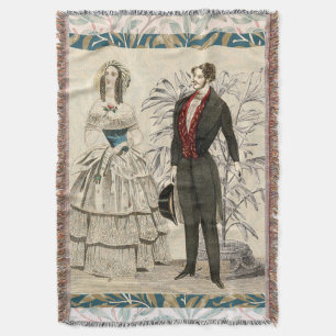 Cobertor Ilustração de casamento vitoriano vintage de 1844