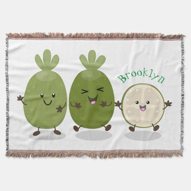 Cobertor Ilustração de desenho animado com abacaxi guava fe (Frente)