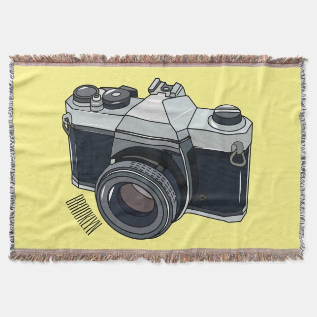 Cobertor Ilustração de desenho animado com câmera de filme (Frente)