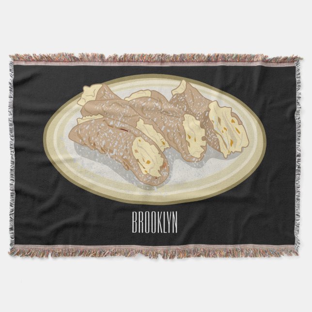 Cobertor Ilustração de desenho animado de Cannoli (Frente)