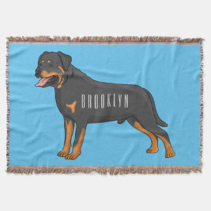 Cobertor Ilustração de desenho animado de cão rottweiler