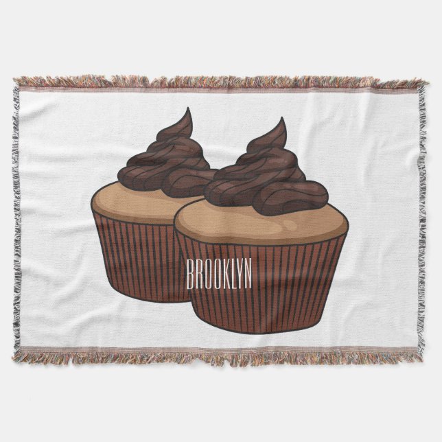 Cobertor ilustração de desenho animado de cupcake (Frente)