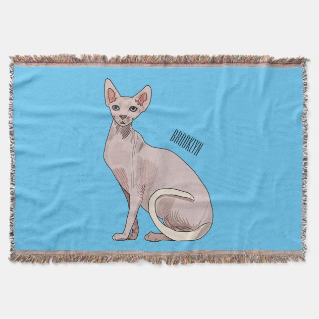Cobertor Ilustração de desenho animado de gato esphynx (Frente)