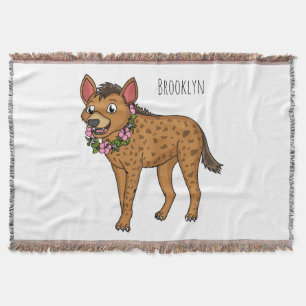 Cobertor Ilustração de desenho animado de Hyena e flores 