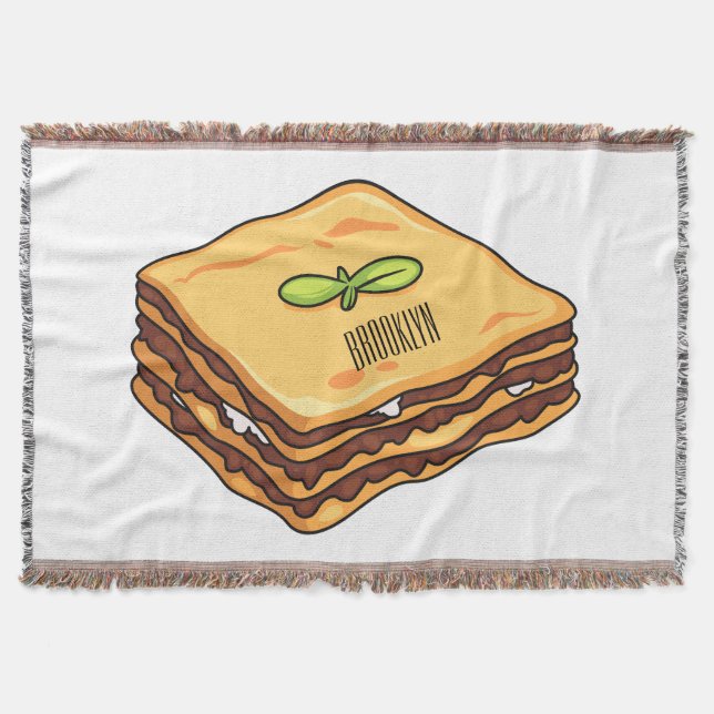 Cobertor Ilustração de desenho animado de Lasagna (Frente)
