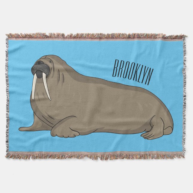 Cobertor Ilustração de desenho animado de Walrus (Frente)