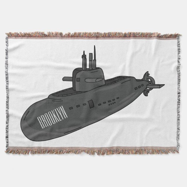 Cobertor Ilustração de desenho animado submarino (Frente)