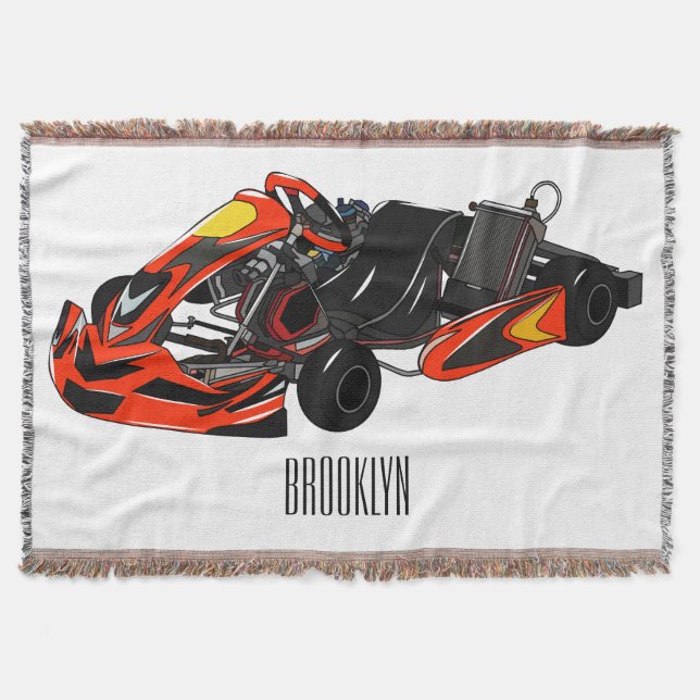 Cobertor Ilustração de desenho de corrida de Kart (Frente)