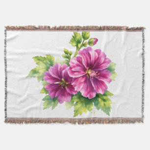 Cobertor Ilustração de Flor Aquarela Roxa