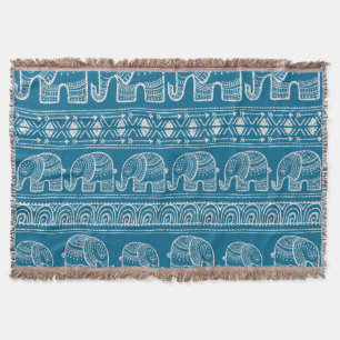 Cobertor Ilustração de Moldura de Elefante Vintage
