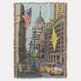Cobertor Ilustração de Natal de Manhattan Winter New York
