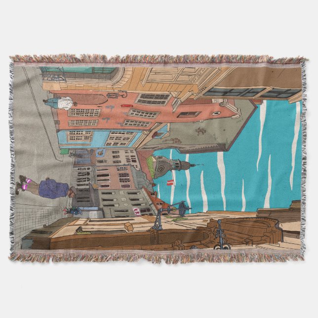 Cobertor Ilustração de paisagem digital Centro Riga Latvia (Frente)