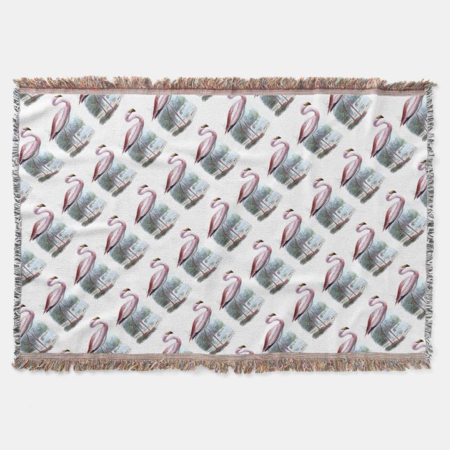 Cobertor Ilustração de Puna Flamingo Vintage (Frente)
