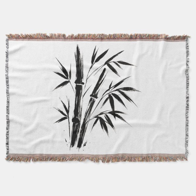 Cobertor Ilustração de Tinta Bambu - Design Zen (Frente)