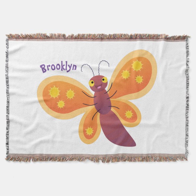 Cobertor Imagem de desenho animado de borboleta laranja fel (Frente)