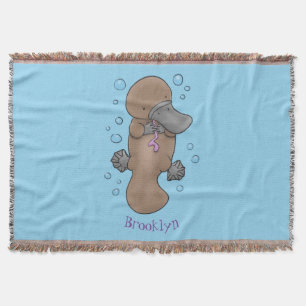 Cobertor Imagem de desenho animado de platypus de bebê feli