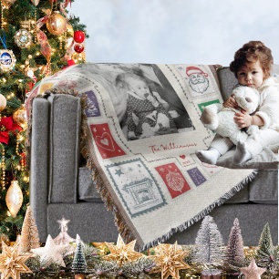 Cobertor Imagem de Natal do Carimbo Retro Whimsical