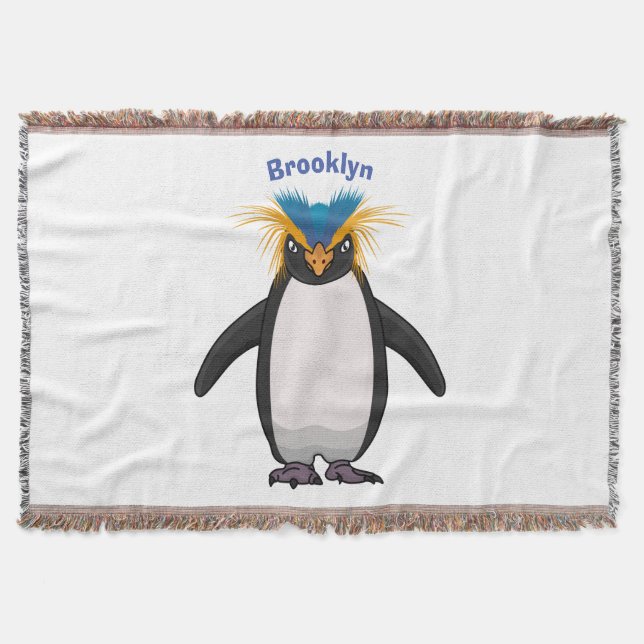 Cobertor Imagem do desenho animado de pinguim macarrão-bran (Frente)