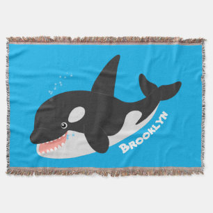 Cobertor Imagem engraçada de desenho animado de orca