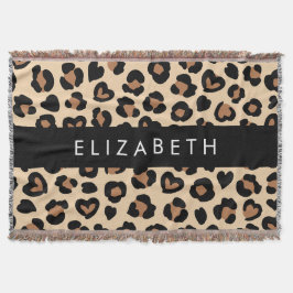 Cobertor Impressão Animal, Leopardo Marrom, Corações, Seu N
