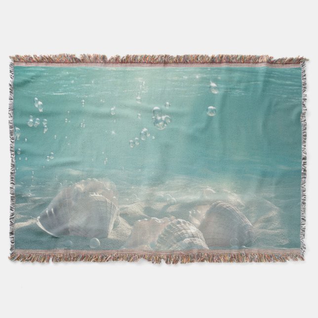 Cobertor Impressão Artística de Concha de Mar Verde Seafoam (Frente)