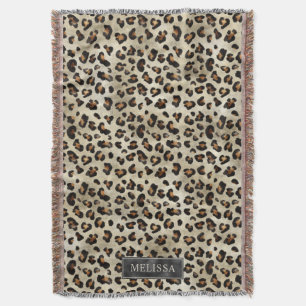Cobertor Impressão de Animal Leopardo Com Folha Falsa Preta