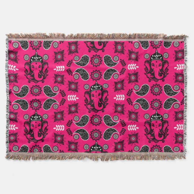 Cobertor Impressão de Arte Hindu com Tema Ganesha (Frente)