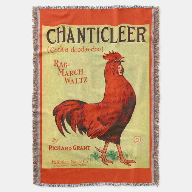 Cobertor impressão de Chanticleer sheet Music 1910 (Frente Vertical)