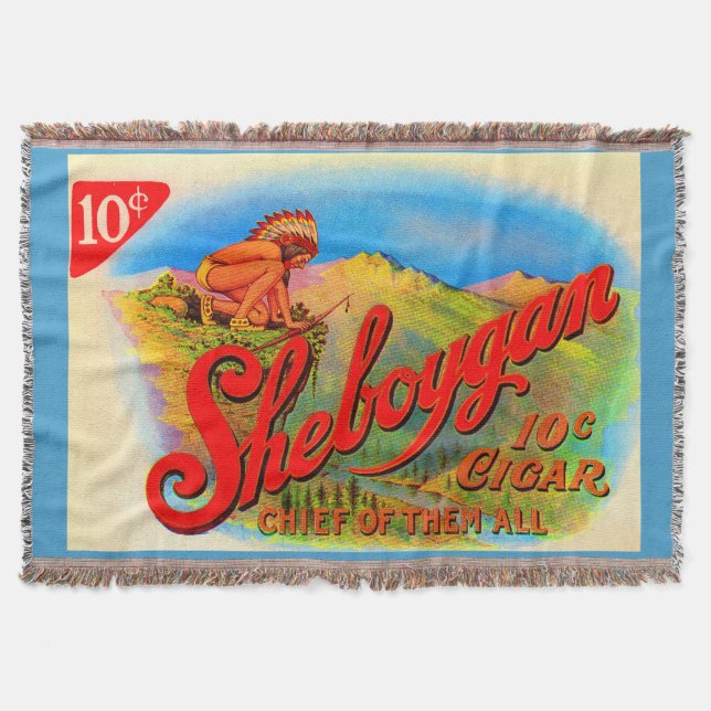 Cobertor impressão de etiqueta de charuto de Sheboygan (Frente)