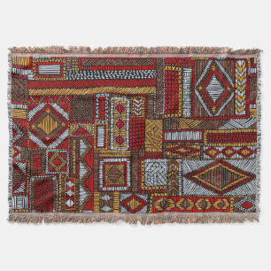 Cobertor Impressão de Étnica Bordada de Estilo de Patchwork