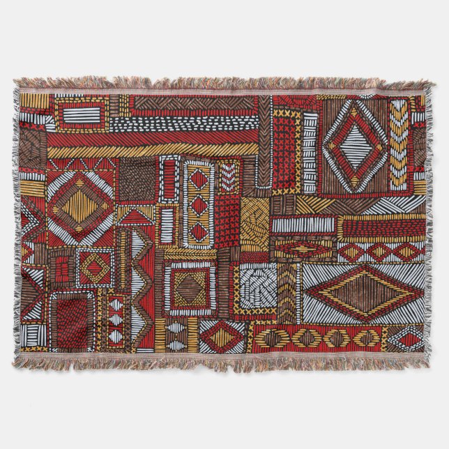 Cobertor Impressão de Étnica Bordada de Estilo de Patchwork (Frente)