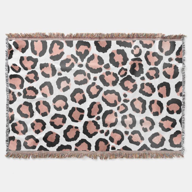 Cobertor Impressão do Leopardo Preto-Rosa de-Quic Moderno (Frente)