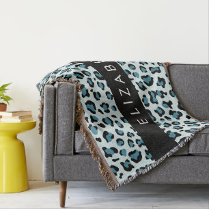Cobertor Impressão Leopardo, Manchas, Leopardo Azul, Seu No