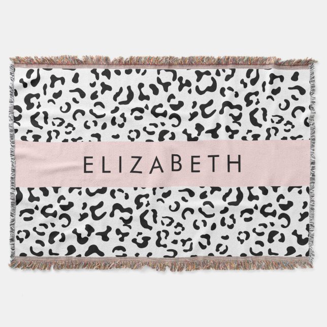 Cobertor Impressão Leopardo, Manchas, Preto E Branco, Seu N (Frente)