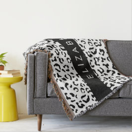 Cobertor Impressão Leopardo, Manchas, Preto E Branco, Seu N