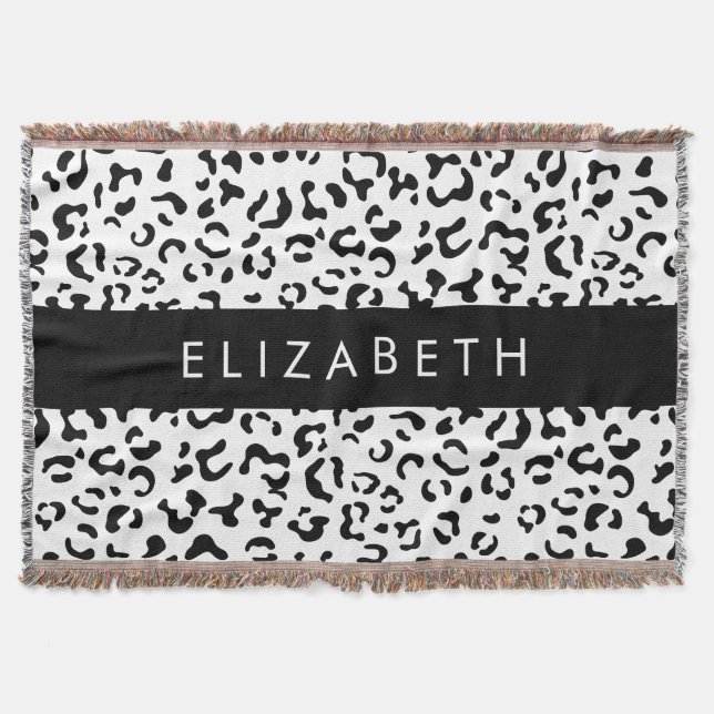 Cobertor Impressão Leopardo, Manchas, Preto E Branco, Seu N (Frente)