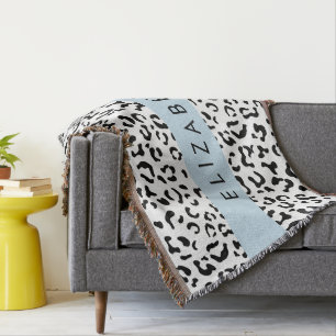 Cobertor Impressão Leopardo, Manchas, Preto E Branco, Seu N