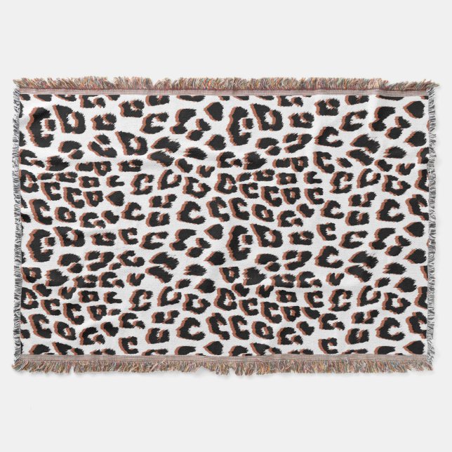 Cobertor Impressão Preta Castanho e Leopardo Branco (Frente)