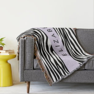 Cobertor Impressão Zebra, Stripes, Preto E Branco, Seu Nome