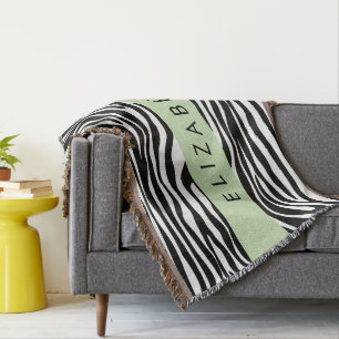 Cobertor Impressão Zebra, Stripes, Preto E Branco, Seu Nome