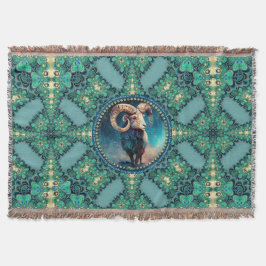 Cobertor Incrível Aries Zodíaco Lace Fractal Azul Verde