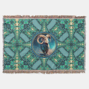 Cobertor Incrível Aries Zodíaco Lace Fractal Azul Verde